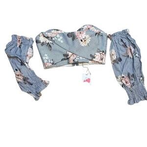 New Cropped Bodice sz M Feminine Strapless Top Removable sleeves